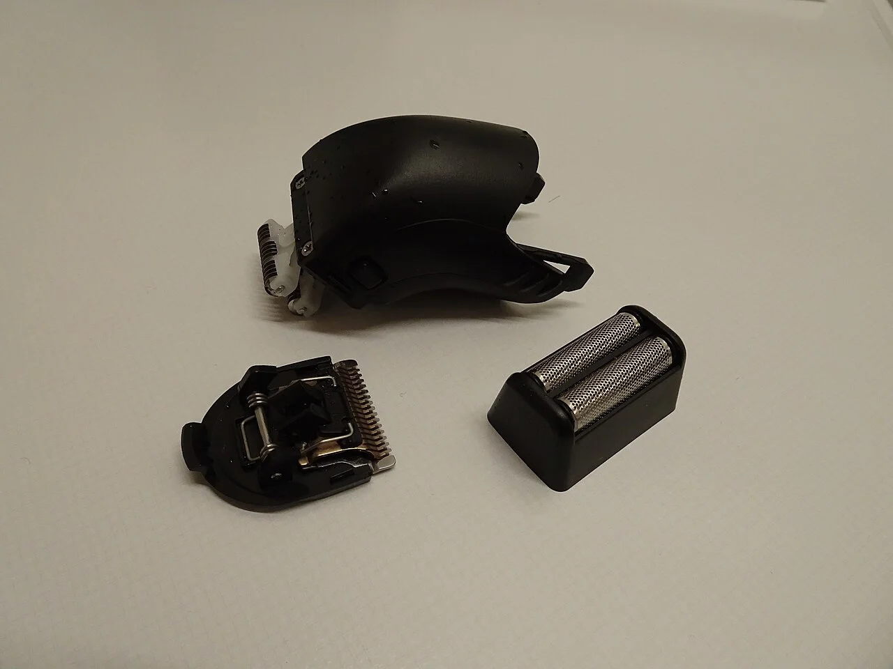 Detached electric-shaver foil, cutter and head housing
